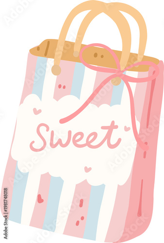 Pastel Sweet Gift Bag Clipart Cute Shopping Bag Illustration
