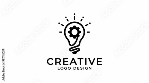 This innovative logo showcases a lightbulb and gear, symbolizing ideas and creativity, perfect for agencies or businesses focused on design and problem-solving.