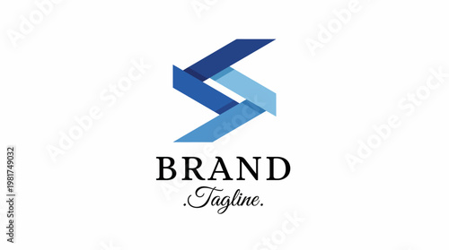 A minimalistic logo design featuring overlapping shapes in shades of blue, symbolizing creativity, innovation, and elegance while representing a brand's vision and identity.