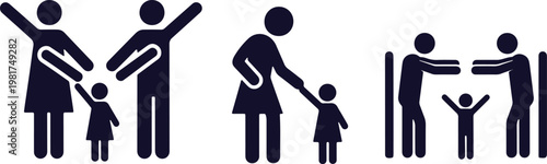 Illustrations of different family support and custody scenarios