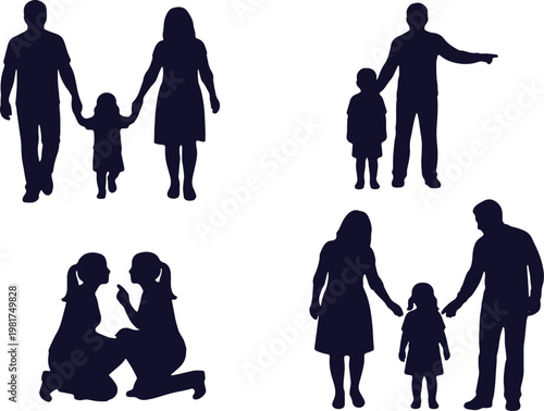 Diverse family structures illustrated with silhouettes