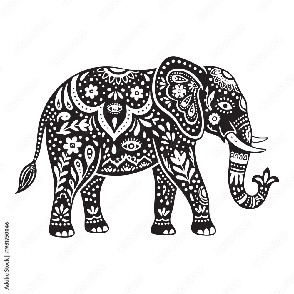 Fototapeta premium Ornate Mandala Elephant Vector illustration boho tribal style