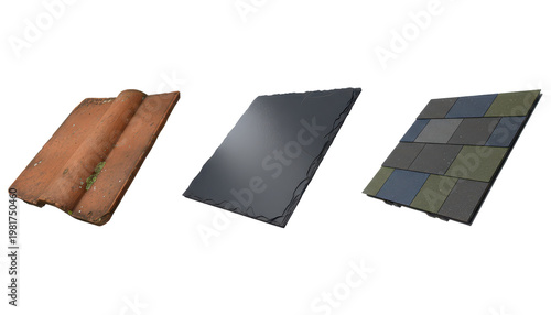 Three Different Types of Roofing Materials Displayed