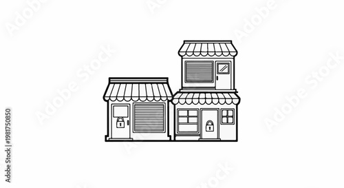 Locked storefronts depict business closure, empty shops