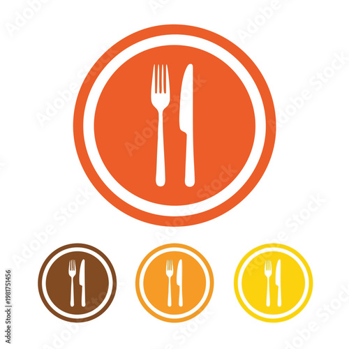 Stylish Flat Design Cutlery Set Icon for Culinary and Food Service Branding