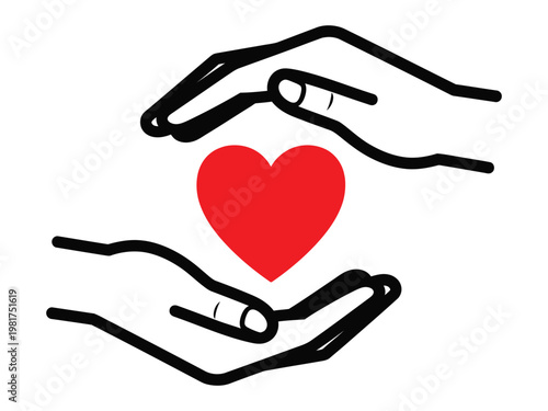Protecting love a symbol of care and affection with hands holding a red heart