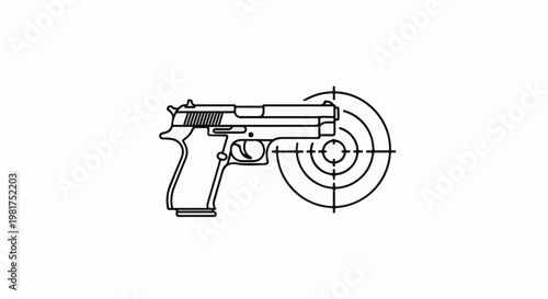 Line art of a pistol aimed at a target