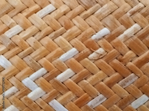 Handmade rattan woven mat texture background, traditional crafts