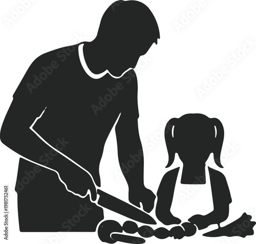 Adult and child working together on a craft project with beads.