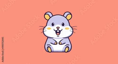 Adorable cartoon hamster with a happy expression and cute appearance.