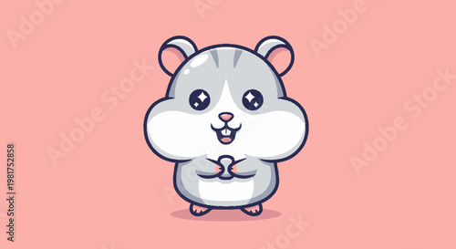 Adorable cartoon hamster with cute expression and happy pose.