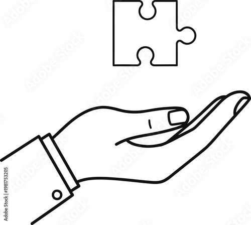 Hand holding a puzzle piece symbolizing connection problem solving and support
