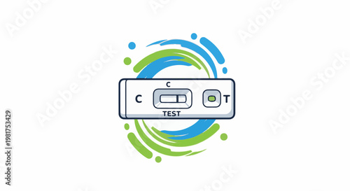 Health test strip with colorful swirling lines and dots