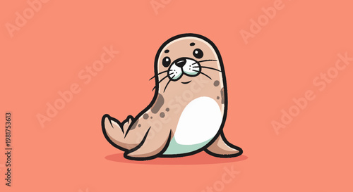 Adorable cartoon seal character with a happy expression and friendly demeanor.