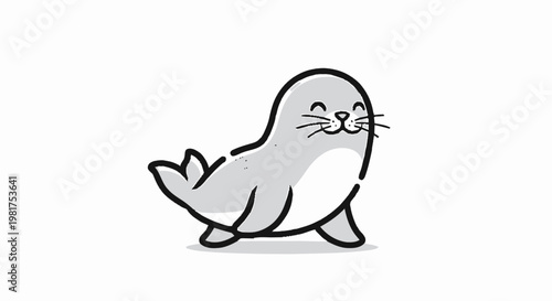 Adorable cartoon seal character with a happy expression and smiling face.