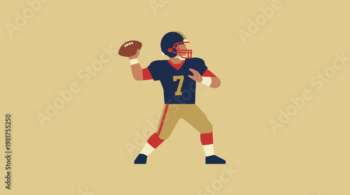 Dynamic illustration of a football player throwing a pass, capturing the thrill of the game and representing athleticism and sportsmanship in American football.