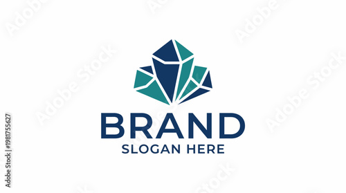 This logo features a geometric design of crystals, symbolizing clarity, precision, and innovation, ideal for jewelry brands, tech companies, or luxury goods.