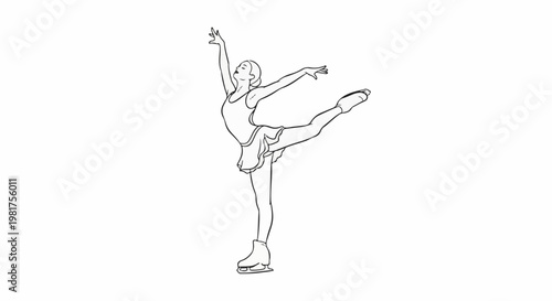 Ice dancer in a graceful pose on a plain background