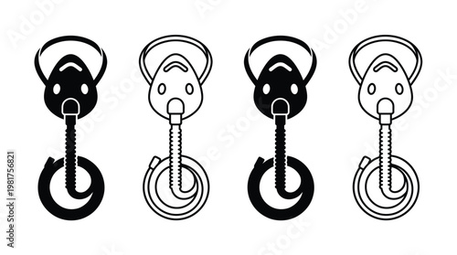 Four black and white line art illustrations of self balancing scooters or hoverboards in various styles