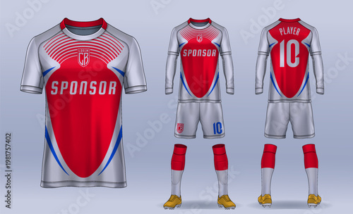 t-shirt sport design template, Soccer jersey mockup for football club. uniform front and back view.	
