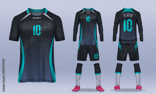 t-shirt sport design template, Soccer jersey mockup for football club. uniform front and back view.	