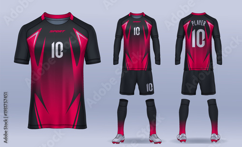 t-shirt sport design template, Soccer jersey mockup for football club. uniform front and back view.	