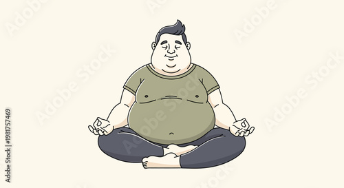 Meditating man in lotus position, focused on inner peace and tranquility.