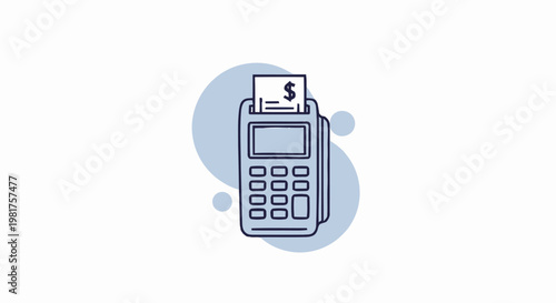 Modern Point of Sale Terminal with Receipt and Dollar Sign.