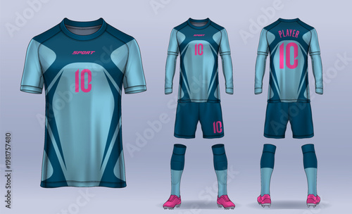 t-shirt sport design template, Soccer jersey mockup for football club. uniform front and back view.	