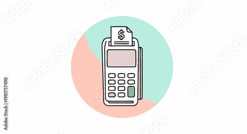 Modern Point of Sale Terminal with Receipt and Dollar Sign.