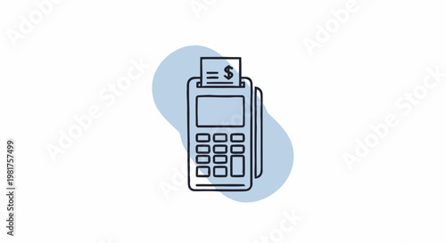 Modern Point of Sale Terminal with Receipt and Dollar Sign.