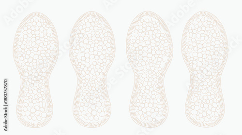 Four elongated shapes with rounded interiors on a plain, neutral-toned background