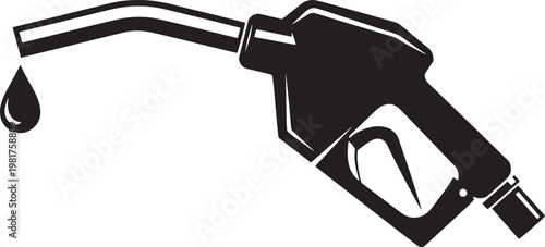 Vector graphic of a fuel pump nozzle dropping liquid, a universal symbol for gasoline, energy, vehicle refueling, and the petroleum industry