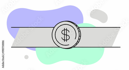 Simple Dollar Coin Icon on a Modern Abstract Background.