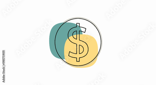 Simple Dollar Sign Icon with Abstract Color Background.