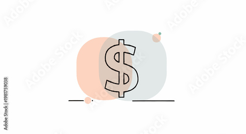 Simple Dollar Sign Illustration on Colorful Abstract Background.
