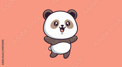 Adorable Cartoon Panda Bear with a Happy Expression and Open Arms.