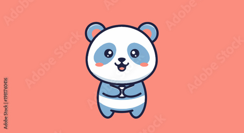 Adorable Cartoon Panda Bear with a Smiling Expression and Cute Pose.