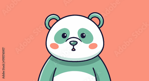 Adorable Cartoon Panda Bear with Cute Expression and Big Eyes.
