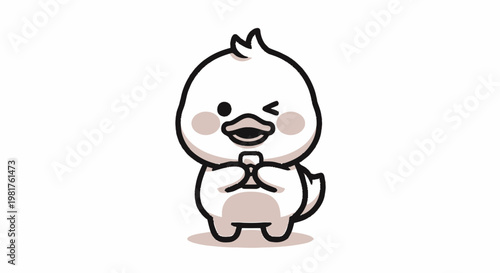 Charming cartoon duck winking and smiling with adorable design.