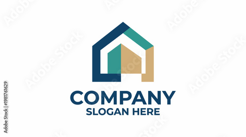 An abstract home logo design featuring geometric shapes, offering a modern twist on traditional real estate branding, suitable for property businesses and agencies.