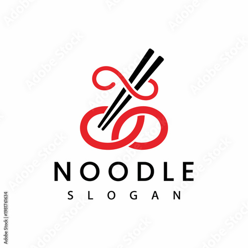 An innovative logo design showcasing stylized noodles and chopsticks, embodies the essence of culinary art and evokes cravings for delicious Asian cuisine, perfect for restaurants.