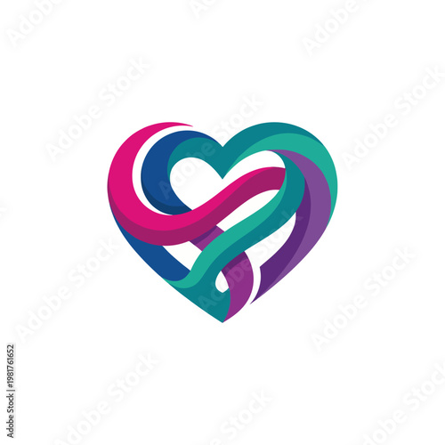 Fotografija This vibrant heart logo represents unity, love, and connection, incorporating flowing lines, perfect for community and relationship-focused brands