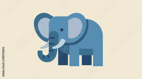 This charming stylized blue elephant captures the essence of childhood joy and innocence, portrayed in a simplistic and fun manner, appealing to both children and adults.