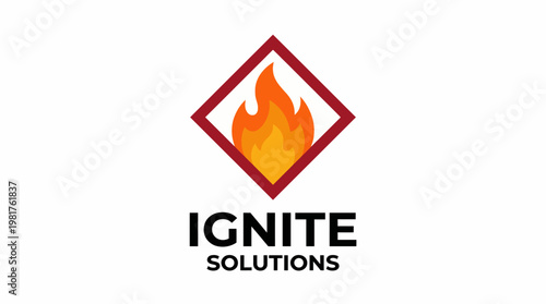 A vibrant logo featuring a flame within a diamond shape representing passion, innovation, and energy, making it an ideal choice for startups and companies focused on solutions.