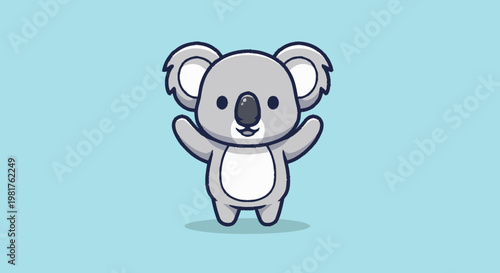 Cute cartoon koala bear with arms raised in a friendly pose.