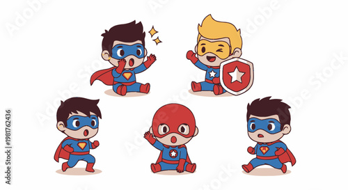 Adorable Superhero Babies in Colorful Costumes Ready for Action.