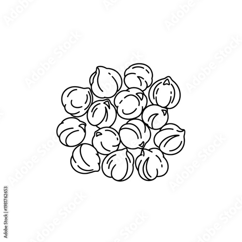Black and white illustration of a pile of chickpeas, a healthy food.