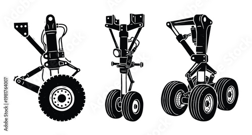 Aircraft Landing Gear Systems in Vector Illustration