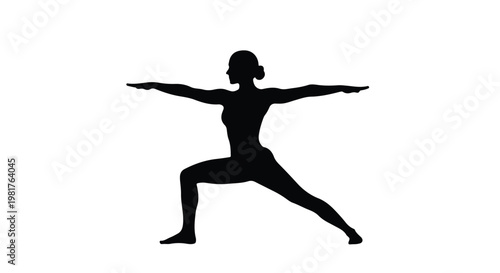 Woman practicing yoga in a warrior pose demonstrates strength and balance while embodying a healthy lifestyle and mental clarity through mindful movement and physical fitness exercises.